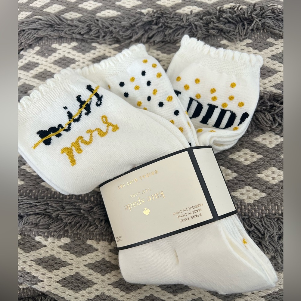 Kate Spade Bridal Gift Set - 3 pairs of socks MRS / I DID IT / POLKA DOT